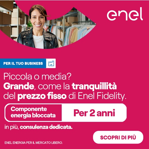 Per il tuo business. Piccola o media? Grande, come la tranquillità del prezzo fisso di Enel Fidelity. Componente energia bloccata per 2 anni, in più consulenza dedicata.